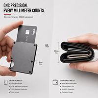 Portefeuille minimaliste en métal anti-RFID, porte-cartes fin en aluminium usiné CNC, équipement EDC, OEM