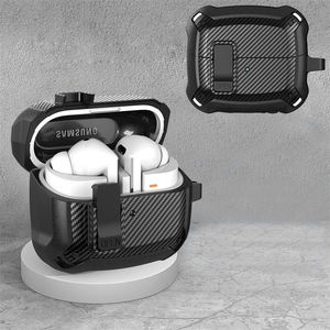 Para <span class=keywords><strong>Samsung</strong></span> Galaxy Buds 3 Pro / Buds 3 Funda protectora de fibra de carbono para auriculares TPU PC Cubierta de armadura resistente + GANCHO - Product Image 1
