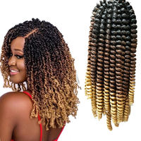 Extensions de cheveux synthétiques Spring Twist Ombre pour tressage au crochet, bouclées, 8 et 12 pouces