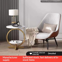 Table basse d'angle de luxe Richwell, moderne, avec plateau en marbre et structure métallique, petite table de chevet pour salon, meuble d'appoint pour canapé, mobilier de maison