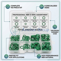 Kit de joints toriques NBR ACTECmax 145 pièces vert pour compresseur de climatisation AC.135.058, 8 tailles métriques pour climatisation automobile