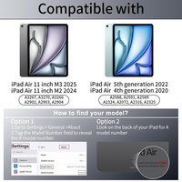Étui pour iPad Air 11 pouces M3/M2 (2025/2024) et Air 10,9 pouces 5e/4e génération (2022/2020) avec support pliable 3+Y et porte-stylet