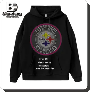 Moletom com capuz feminino de transferência com strass, com motivo de transferência de calor de cristal, mais recente, 2024 Ravens, time de futebol