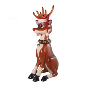 Estatua de ciervo de Navidad personalizada de Reno de dibujos animados de fibra de vidrio de tamaño real para centro comercial, edificio de Hotel, decoración de vacaciones - Product Image 6