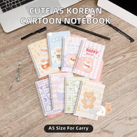 Carnet à spirale Kawaii, papeterie coréenne mignonne avec des animaux de dessin animé, journal pour étudiantes, filles et enfants, designs variés, vente en gros
