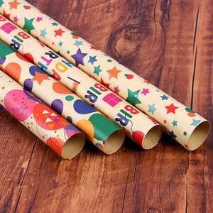 Happy Birthday Kraft <b>Paper</b> Gift Wrapping <b>Paper</b> Single Side Printed Biodegradable Wholesale Packaging <b>Paper</b> For Gifts Craft - Product Image 4