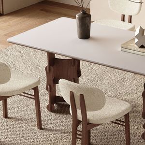 Vintage Style Solid Wood Rectangular Dining <b>Table</b> <b>White</b> Slab Nordic Design Stable Structure For <b>Small</b> Apartments - Product Image 1
