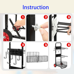 Organizador de almacenamiento para habitación de <span class=keywords><strong>tachuelas</strong></span>, carrito portátil de Metal resistente negro con ruedas - Product Image 3