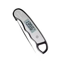 Termometer daging Digital lipat, tampilan LCD tahan air logam makanan memasak memanggang BBQ Oven