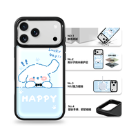 Coque de téléphone AG Feeling Black Edge avec motif chien bleu doré pour iPhone 17, 17 Pro Max, 16 Pro, 15 – Coque magnétique