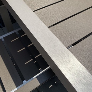 Meubles minimalistes pour restaurant en plein air Coets, tables et chaises carrées en aluminium brossé - Product Image 4