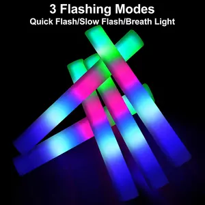 3 Modes Flashing LED Light Sticks For Weddings Concerts Christmas Halloween Party Supplies Foam Glow Sticks Bulk Light-up Toys