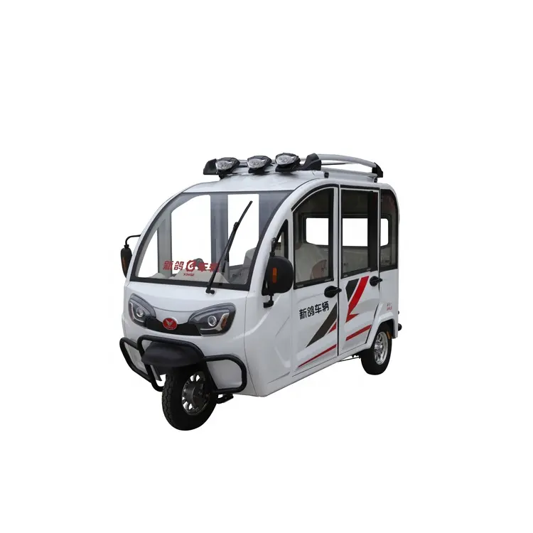 Produksi yang baik harga rendah penumpang listrik roda tiga 4 penumpang untuk trex 3 roda sepeda motor kabin tertutup untuk taksi