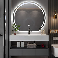 Grand miroir mural arqué encadré grand et luxueux personnalisé Miroir Spiegel Espejo forme ronde sans frontières Miroir LED décoratif