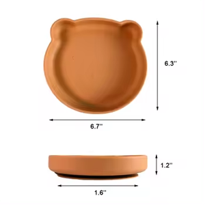 Plato de Silicona Ecológico con Forma de Oso para Alimentar Bebés, Plato Divisor de Alimentos para Bebés con Succión - Product Image 2
