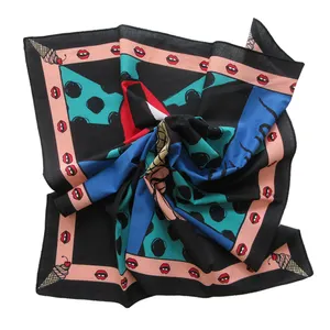 Customized Printed Polyester / Cotton Bowknot Square Bandana