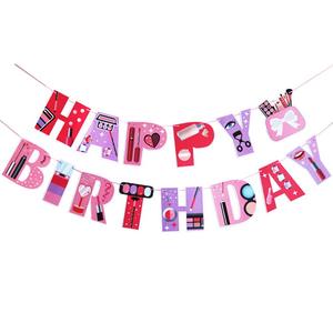 Pintalabios <span class=keywords><strong>de</strong></span> <span class=keywords><strong>maquillaje</strong></span>, banderines para fiesta <span class=keywords><strong>de</strong></span> feliz cumpleaños, decoración <span class=keywords><strong>de</strong></span> guirnaldas con bandera colgante DIY - Product Image 3
