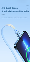 Câble de charge USB extensible 3-en-1, charge rapide 3A pour iPhone, Android, Type-C, ordinateur et appareil photo, 100W
