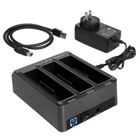 FIDECO Triple Bay Usb 3.0 Sata 2.5 3.5, adaptor Dok Offline Cloner Hdd Ssd Usb 3.0 Sata Ide Dok Hard Drive eksternal