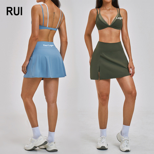 RUIQUWIN Custom Logo Women's Naked Feeling Yoga Set Backless Sports Bra High Waist Skirt Fitness Pilates Clothes - Product Image 1