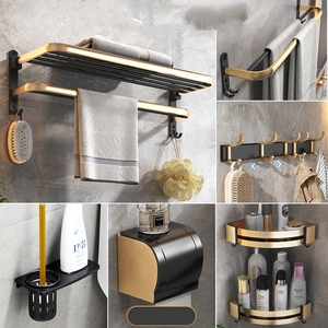 Accessori da <span class=keywords><strong>Bagno</strong></span> Set Hotel Portasciugamani Doppio Pieghevole in Lega di Alluminio con Riscaldatore Nero - Product Image 6