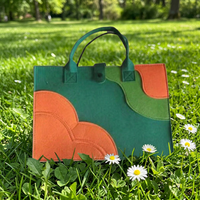 Nouveauté Sac fourre-tout en feutre écologique à blocs de couleur, grande capacité, portable, avec logo personnalisé, taille personnalisable, idéal pour les cadeaux
