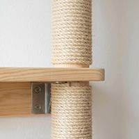 Meilleures ventes : Ensemble d'ameublement mural robuste en bois massif pour chat, avec structure d'escalade, adapté aux chats de grande taille, avec maison et escalier