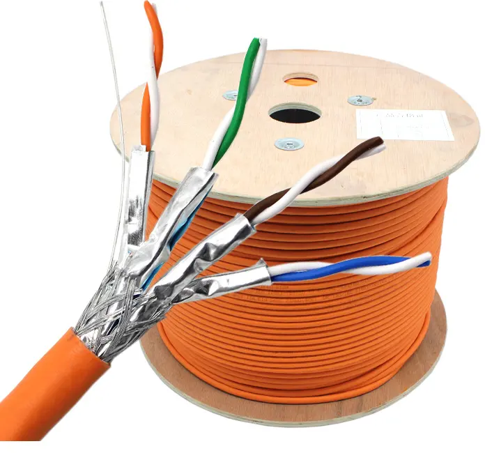 كابلات شبكة Lan مخصصة مباشرة عبر الإنترنت 500 قدم سائبة CAT7 23AWG كابل S/FTP كابل شبكة نحاسي مكشوف Cat7