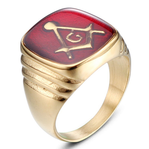 Vente directe usine – Bague unisexe plaquée or 18 carats avec zircon, style européen et américain, tendance, hip-hop, maçonnique, pour mariage et fiançailles - Product Image 2