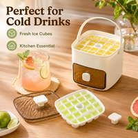 Boîte de rangement portable pour glaçons avec couvercle et poignée, 2 bacs à glaçons, machine à glaçons à démoulage facile pour boissons froides