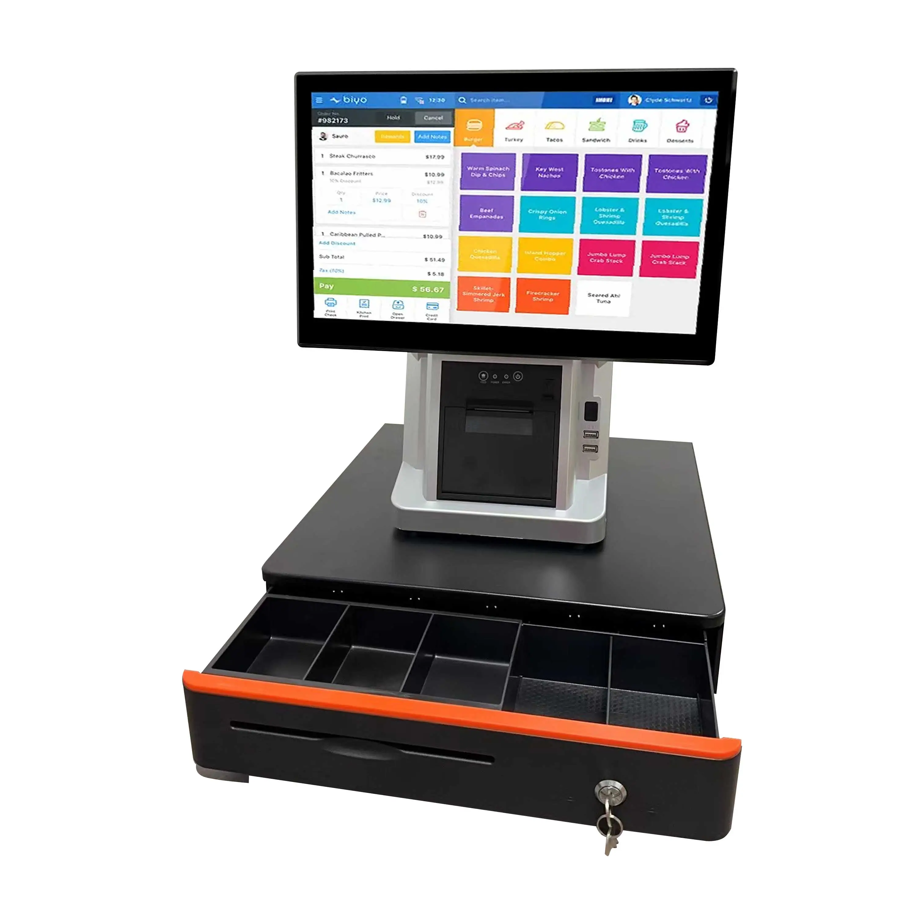 Desktop complete solution pos system cash payment machine with printer customer display