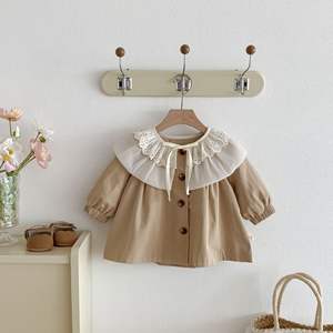 Nouveau <span class=keywords><strong>Manteau</strong></span> Printemps 2026 pour Filles, en Coton Brodé, Manches Longues, Col à Volants, Style Coréen, Élégant, Mignon et Polyvalent - Product Image 4