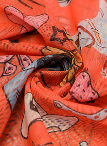 親愛なる恋人卸売女性オレンジロデオバウンドプリントウエスタンメッシュ長袖ボディスーツ - Product Image 6