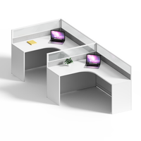 Poste de travail d'angle contemporain en L pour bureau à aménagement ouvert, avec cloison modulaire et rangement