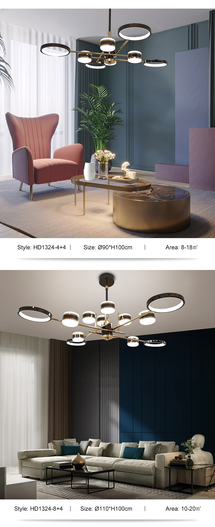 Nordic Style Decoration Living Room Dining Room Modern Luxury Gold Led Chandelier Light