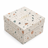 Boîte cadeau à motif terrazzo artistique, emballage esthétique pour la décoration de la maison, texture de pierre mouchetée, logo personnalisé