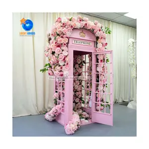 LFB1646 Properti Foto Desain Menakjubkan Set Bilik Telepon dengan Bunga Buatan untuk Dekorasi Salon Hotel Pernikahan