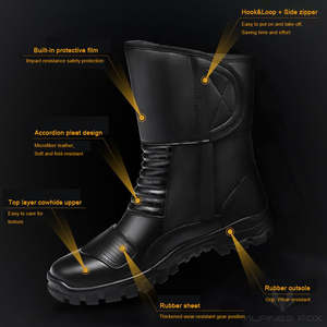 Stivali da Moto Touring Retrò in Pelle da Uomo <span class=keywords><strong>Scarpe</strong></span> da Motociclista Impermeabili Antivento e Anticaduta <span class=keywords><strong>per</strong></span> Tutte le Stagioni - Product Image 4