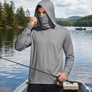 T-shirt à <span class=keywords><strong>capuche</strong></span> <span class=keywords><strong>noir</strong></span> à manches longues haute visibilité réfléchissant, respirant UPF Birdseye avec masque pour les travailleurs du bâtiment - Product Image 4