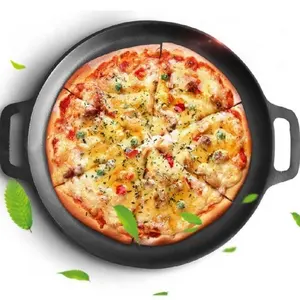 Оптовая продажа, предварительно приправленная чугунная посуда, круглая сковорода для пиццы, дешевая цена