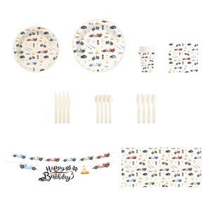 DAMAI - Vajilla Desechable Personalizable con Temática de Autos para Fiestas de Cumpleaños Infantiles, Platos de Papel Desechables - Product Image 4