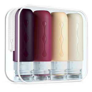 Kit de flacons de voyage en silicone pour produits de toilette, flacons de shampoing rechargeables, approuvés par la TSA, flacons cosmétiques de voyage en silicone compressibles - Product Image 1