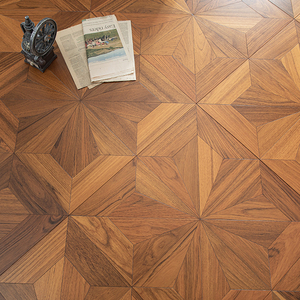 Suelo de Parqué de Madera de Teca Natural de Lujo con Patrón de Diamante, Madera Multicapa para Interiores - Product Image 5