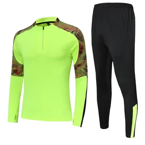 Youth Adult Blank Tracksuit Men Soccer Training Suit Half Zip Football Jacket Pants Outdoor Jogging Fitness Running Set