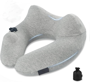 Almohada de Viaje Inflable en Forma de U, Multifuncional, Ecológica, de Algodón, para Avión y Uso en Exteriores, con Soporte para el Cuello - Product Image 1
