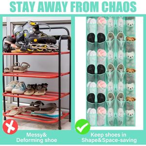 40 Pocket Over The Door <b>Shoe</b> Organizer Hanging Mesh Rack Turquoise For Closet <b>Storage</b> - Product Image 3