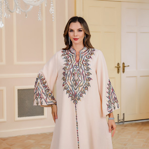 Dubai Djellaba Ropa de <span class=keywords><strong>mujer</strong></span> Abaya Vestido <span class=keywords><strong>Mujer</strong></span> Árabe Señoras Túnica grande Bordado musulmán - Product Image 1