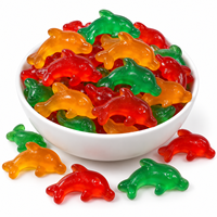Bonbons Gélifiés Translucides en Forme de Dauphin, Assortiment de Fruits Acidulés, Halal, Vente en Gros, Fabricant et Fournisseur, Étiquette Privée Personnalisée