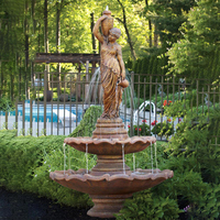 Statue de bronze élégante de déesse dansante, fontaine paysagère moderne pour décoration de jardin extérieur