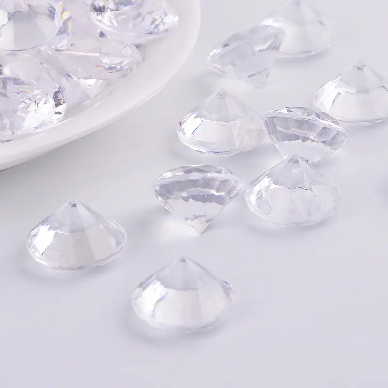 Instock Hongzhi Manik-manik Plastik Daur Ulang Manik Berlian Akrilik 20Mm Transparan untuk Tampilan Pernikahan